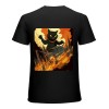 Black Japanese Catzilla Sunset T-Shirt - Classic Fit, Crew Neck, Cotton & Polyester Blend