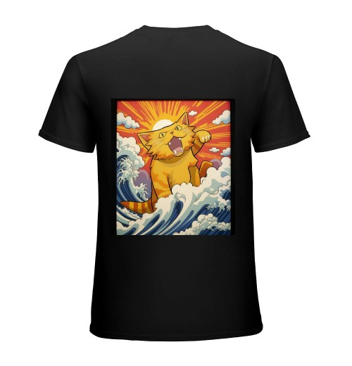 Vintage Kawaii Cute Cat Art Japanese Sunset T-Shirt