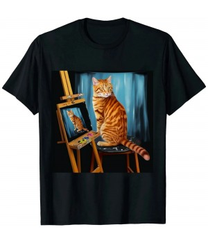 Ulloord Cat Painting Lion Artistic Animals Lover Graphic Novelty T-Shirt