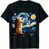 Ulloord Cat Starry Night Shirt - Cat Van Gogh Shirt - Cat Art Lover T-Shirt