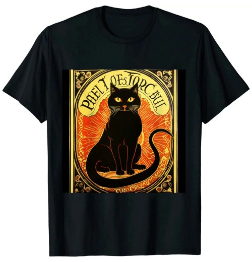 Ulloord Le Chat Noir The Black Cat Tee Art Nouveau Vintage T-Shirt