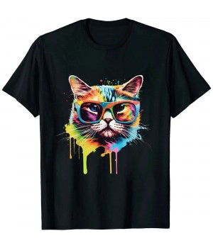 Ulloord Cute Cat Motif Pop Art Cat T-Shirt