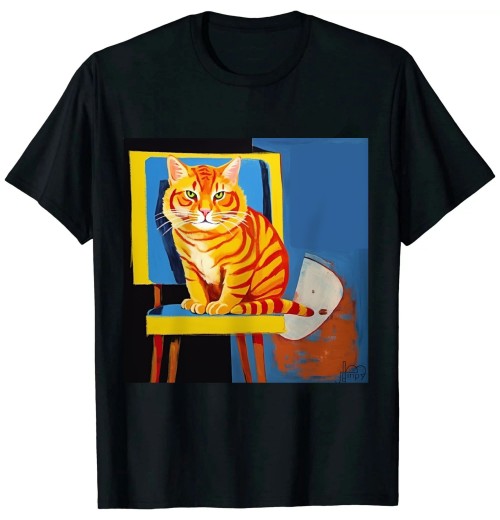 Ulloord Cute Artistic Cat - Cute Cat Painting Lion Art T-Shirt