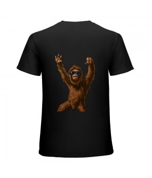 Rock On  Sasquatch Loves Rock And Roll Sunglasses On T-Shirt