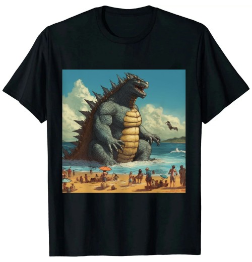 Ulloord Kaiju on the Beach Suntanning Vacation Ocean Holiday Party T-Shirt