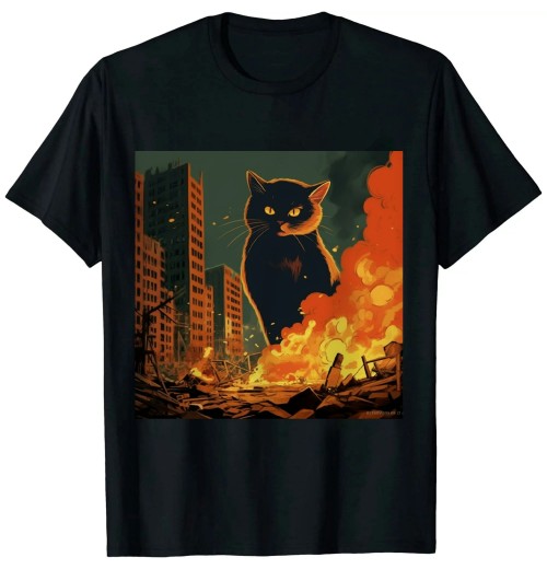 Ulloord Anime Cat Japanese Catzilla Men Women T-Shirt