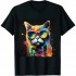 Ulloord Cute Cat Motif Pop Art Cat T-Shirt