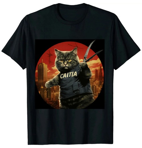 Ulloord Catzilla - Funny Cat Lover Kitten Kitty Short Sleeve T-Shirt Small