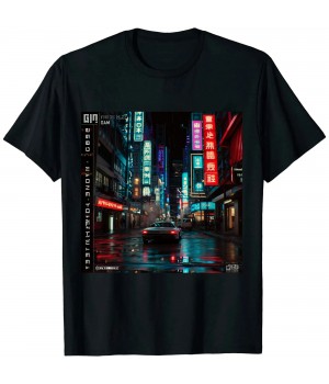 Ulloord Aesthetic Japanese City Vaporwave Art Cyberpunk Retro Street wear Long Sleeve Men's