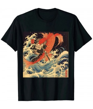 Fighting the Giant Carp Japanese Tshirt Long Sleeve T-Shirt