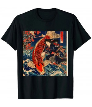 Ulloord Fighting the Giant Carp Japanese Tshirt T-Shirt