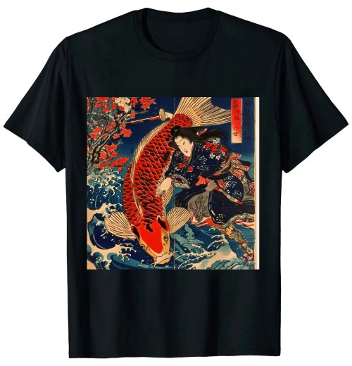 Ulloord Fighting the Giant Carp Japanese Tshirt T-Shirt