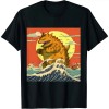 Ulloord Catzilla Vintage Funny Cute Cat Art Japanese Sunset T-Shirt