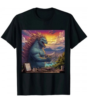 Ulloord Kaiju Painting Landscape Japanese Monster Movie Artist Fan T-Shirt