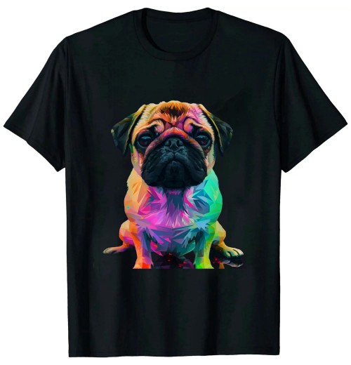 Ulloord Pug Pop Art Colorful Portrait for Dog Lovers T-Shirt