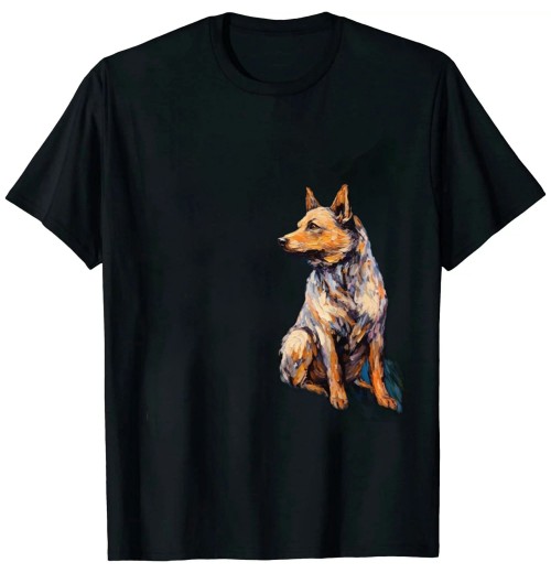 Ulloord Blue Heeler Starry Night Australian Cattle Dog Art by T-Shirt