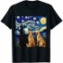 Ulloord Funny dog art painting dog Lover Starry Night dog Van Gogh T-Shirt