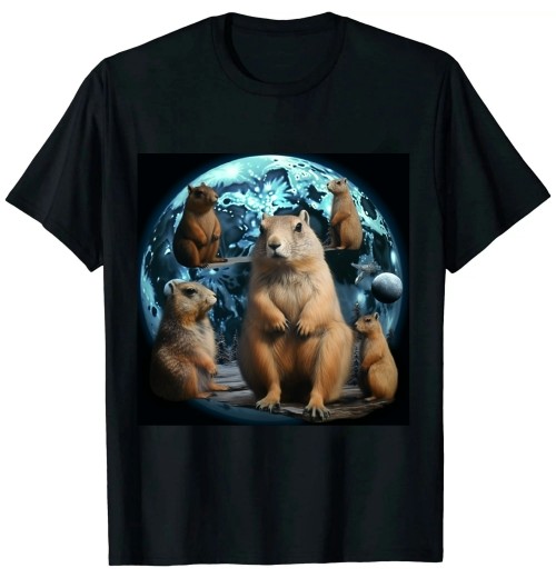 Ulloord 3 Moon Prairie Dog Art Rodent Squirrel Puppy Lovers Novelty T-Shirt