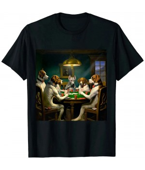 Ulloord Dogs Playing Poker | A Friend in Need | Funny Dog Lover Art T-Shirt