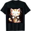 Ulloord Bubble Tea Cute Cat Anime Kawaii T Shirt