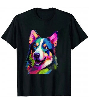 Ulloord Graphical Colorful Siberian Husky Dog Art, Husky Owner T-Shirt