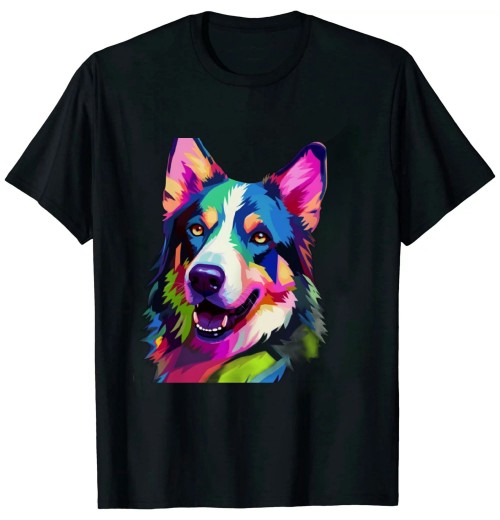 Ulloord Graphical Colorful Siberian Husky Dog Art, Husky Owner T-Shirt