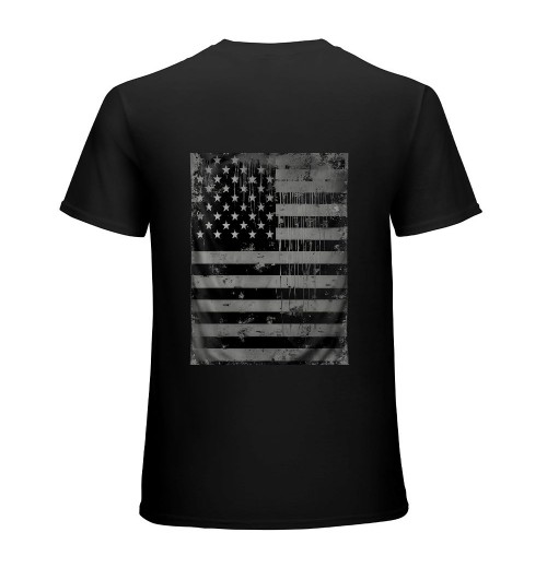 Ulloord Men's Big Black American Flag USA- Distressed T-Shirt