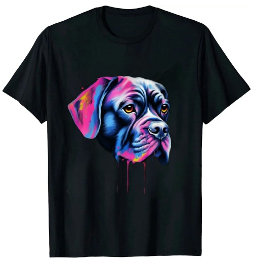 Ulloord Colorful Boxer Dog Art Watercolor T-Shirt