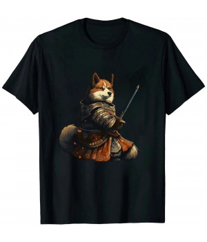 Ulloord Japanese Art Dog Ninja Ukiyo-e Anime Style Samurai Dog T-Shirt