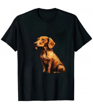 Ulloord Brown Short Hair Dachshund Doxie Starry Night Dog Art by  T-Shirt