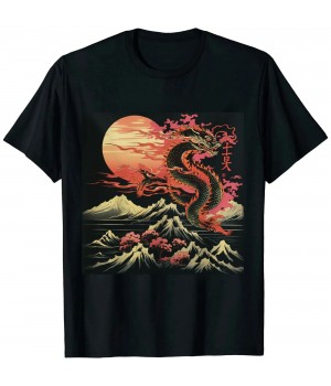 Ulloord Japanese Tokyo Dragon Asian inspired retro 80’s style T-Shirt