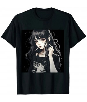 Ulloord Anime Horror Girl Aesthetic Soft Grunge Waifu Japanese Otaku T-Shirt