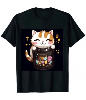 Ulloord Bubble Tea Cute Cat Anime Kawaii T Shirt