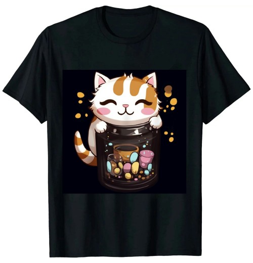 Ulloord Bubble Tea Cute Cat Anime Kawaii T Shirt