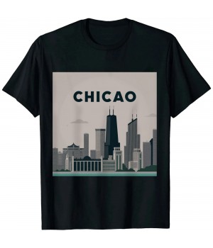 Ulloord Chicago City Skyline Lights at Night T-Shirt