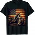 Ulloord Motorcycle USA Flag Retro Biker T-Shirt