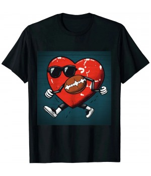 Ulloord Heart American Football Valentines Day Boys Men Kids Sports T-Shirt