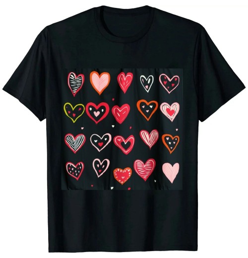 Ulloord Hearts Pattern Valentines Day Cute Love Pajama T-Shirt