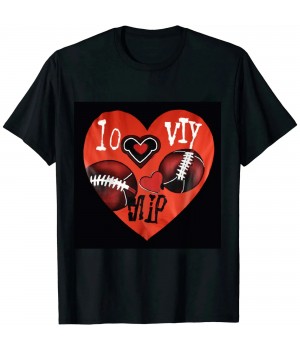 Ulloord Happy Valentines Day Basketball Baseball Football Boys Mens T-Shirt