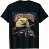 Ulloord Men's Eagle &amp; Stars Printed Graphic Cotton Tee Shirt, Black