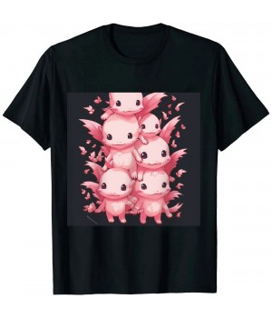 Ulloord Axolotl Pile Cute Animals Kawaii Anime Funny Axolotl T-Shirt