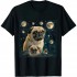 Ulloord Funny Pug Shirt | 3 Pug Moon Dog Lovers Three Space Canines T-Shirt