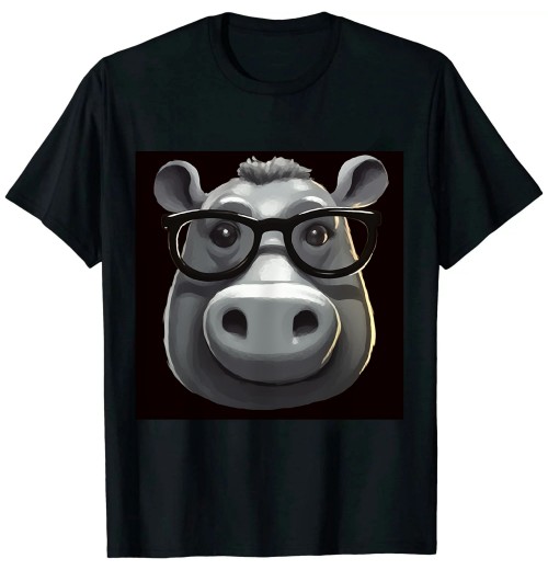 Ulloord Funny Hippopotamus With Glasses Hippos Hippo Lover T-Shirt