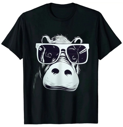 Ulloord Cool Hippo Design - Cute Hippopotamus W/ Sunglass T-Shirt