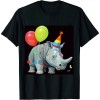 Ulloord Funny Hippo With Balloon Birthday Hippo T-Shirt