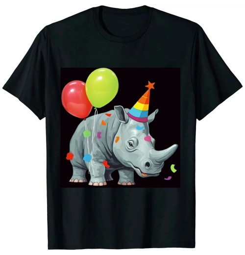 Ulloord Funny Hippo With Balloon Birthday Hippo T-Shirt