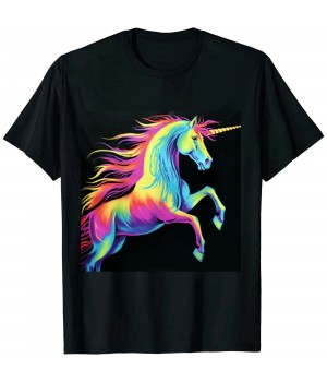 Ulloord Rainbow horse- On Black T-Shirt