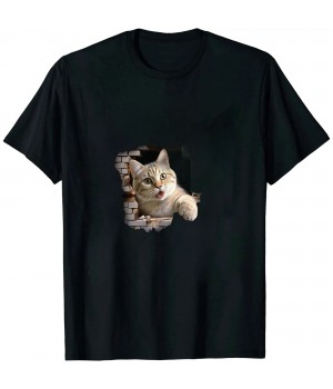 Ulloord Cute Cat Torn Cloth Funny For Cat Lover, Cat Mom, Cat Dad T-Shirt