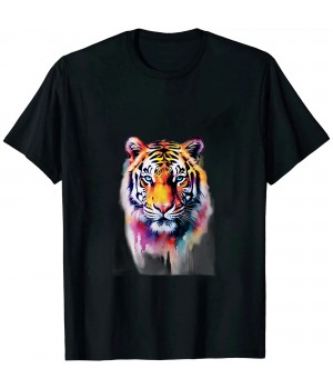 Ulloord Tiger Artwork - Colourful Animal Art Tiger T-Shirt