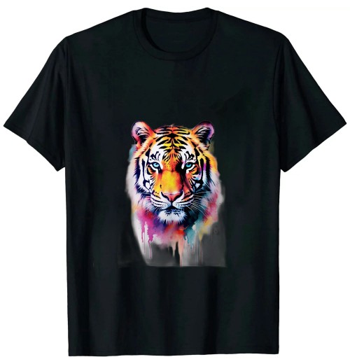 Ulloord Tiger Artwork - Colourful Animal Art Tiger T-Shirt